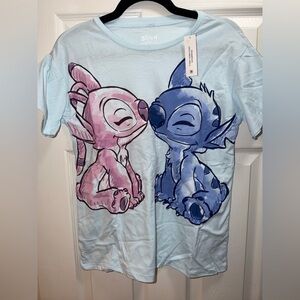 Disney Kids Blue and Pink Stitch & Angel Tee & Leggings